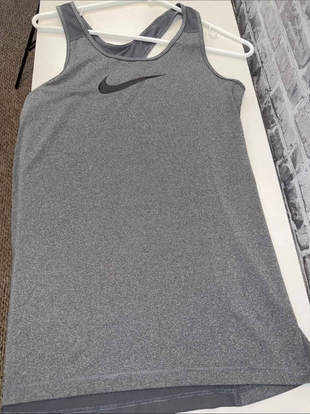 Nike Gray Dri-FIT Tank Top with Black Swoosh‎